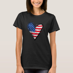 American Flag Heart 4th of July Patriotic Independ T-Shirt