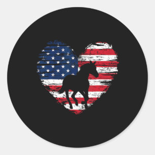 American Flag Heart 4th Of July Usa Patriotic Prid Classic Round Sticker