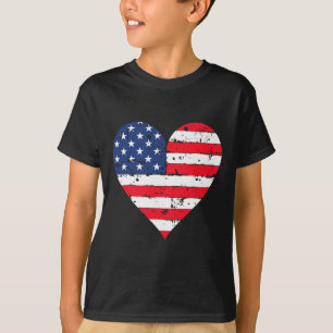 American Flag Heart 4th Of July Usa Patriotic Prid T-Shirt