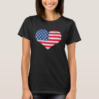 American Flag Heart 4th Of July Usa Patriotic Prid T-Shirt