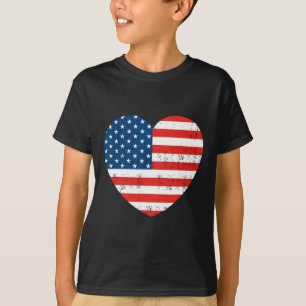American Flag Heart 4th Of July USA Patriotic T-Shirt