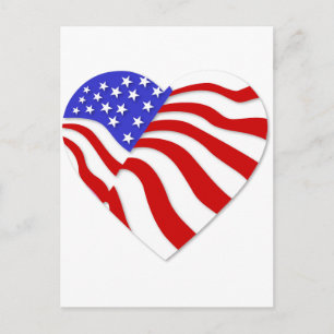 American Flag Heart America USA Valentine Popular Holiday Postcard