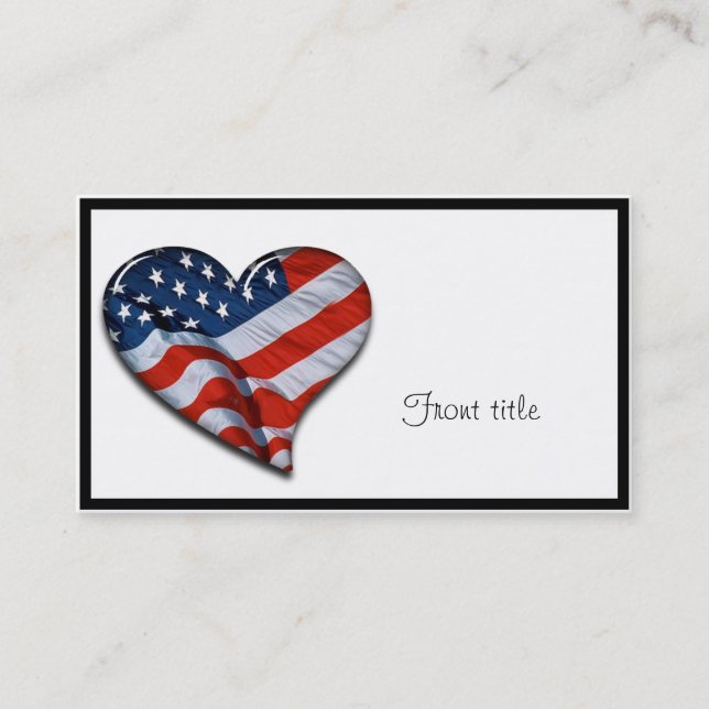 American Flag Heart Business Card (Front)