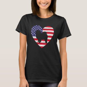 American Flag Heart Chow Chow Dog 4th Of July Usa  T-Shirt