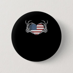 American Flag Heart Classic Design 6 Cm Round Badge