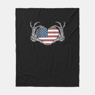 American Flag Heart Classic Design Fleece Blanket