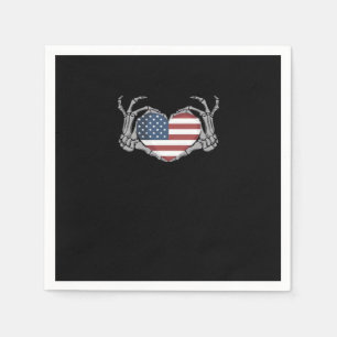 American Flag Heart Classic Design Napkin