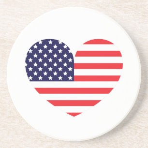 American Flag Heart Coaster