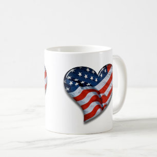 American Flag Heart Coffee Mug