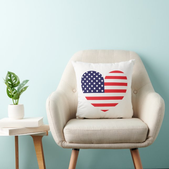 American Flag Heart Cushion (Chair)