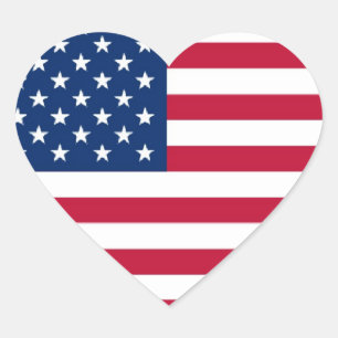 American Flag Heart Design Sticker