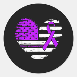 American Flag Heart Domestic Violence Awareness Ri Classic Round Sticker