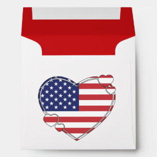 American Flag Heart Envelope