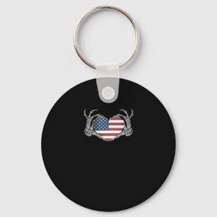 American Flag Heart Fitted Key Ring