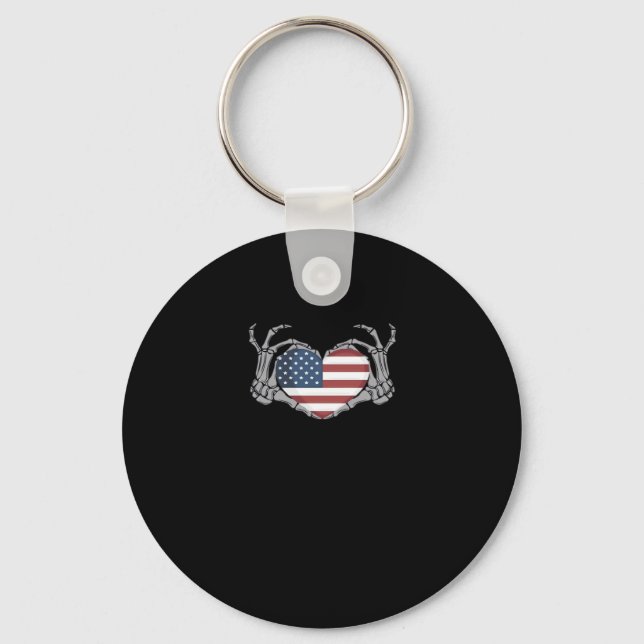 American Flag Heart Fitted Key Ring (Front)