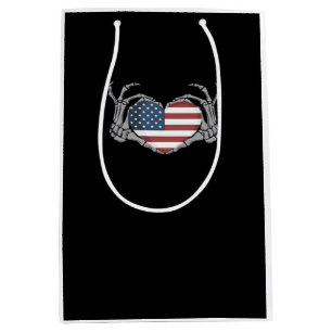 American Flag Heart Fitted Medium Gift Bag