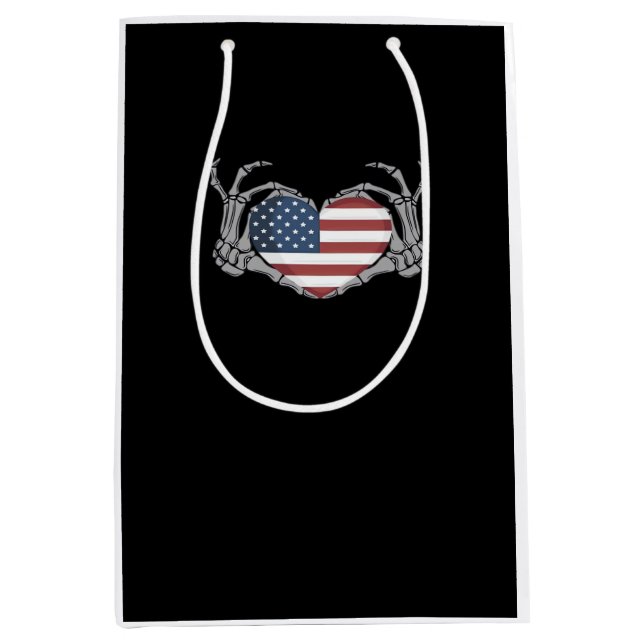 American Flag Heart Fitted Medium Gift Bag (Front)