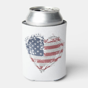 American Flag Heart Grunge Cooler