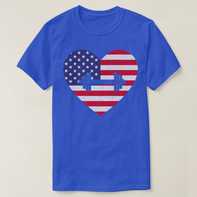 American Flag Heart GYM 4th of July USA Patriotic  T-Shirt (Design Front)