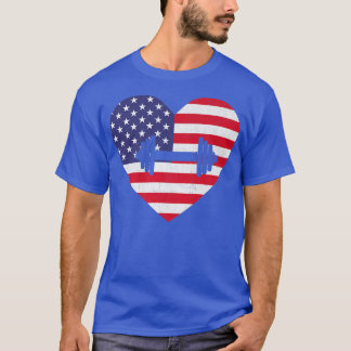 American Flag Heart GYM 4th of July USA Patriotic T-Shirt