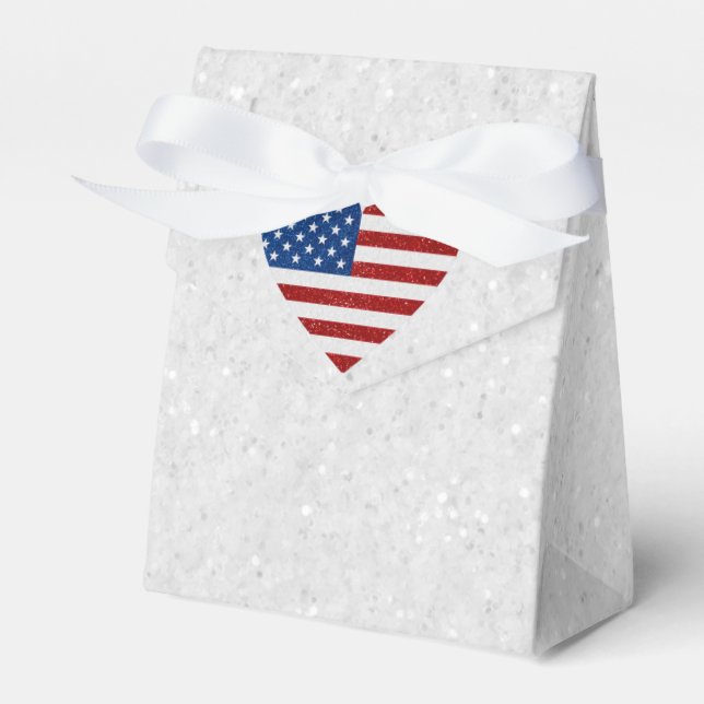 American Flag Heart July 4th Favour Box (Front Side)