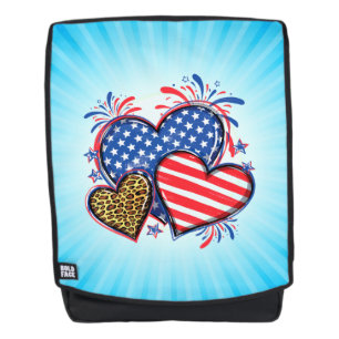 American Flag Heart Leopard Sublimation-64210 Backpack