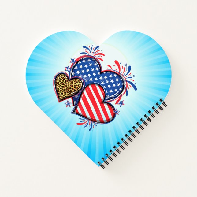 American Flag Heart Leopard Sublimation-64210 Notebook (Back)