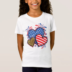 American Flag Heart Leopard Sublimation-64210 T-Shirt