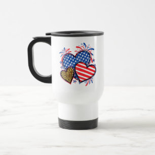 American Flag Heart Leopard Sublimation-64210 Travel Mug