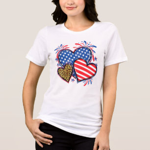 American Flag Heart Leopard Sublimation-64210 Tri-Blend Shirt