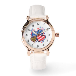 American Flag Heart Leopard Sublimation-64210 Watch