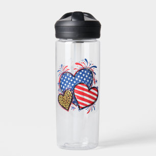 American Flag Heart Leopard Sublimation-64210 Water Bottle