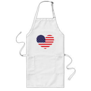 American Flag Heart Long Apron