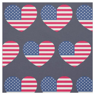 American Flag Heart Patriotic USA Banner Fabric