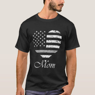 American Flag Heart Proud Corrections Officer Mum T-Shirt
