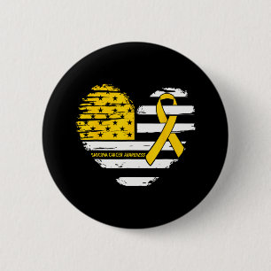 American Flag Heart Sarcoma Cancer Awareness Ribbo 6 Cm Round Badge