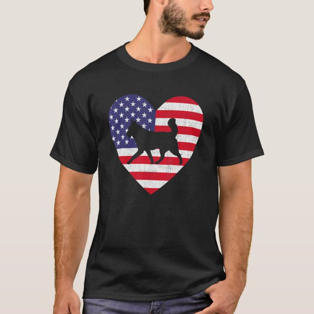 American Flag Heart Siberian Husky Dog 4th Of July T-Shirt (Front)