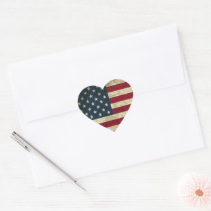 American Flag Heart Sticker