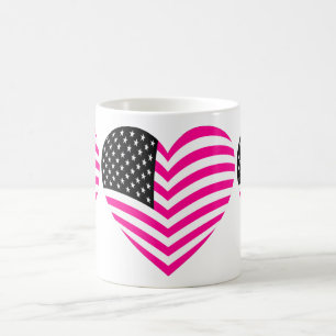 american flag heart usa pink coffee mug