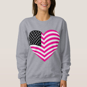 american flag heart usa pink sweatshirt