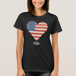 American Flag Heart Utah 4th Of July Patriotic Usa T-Shirt
