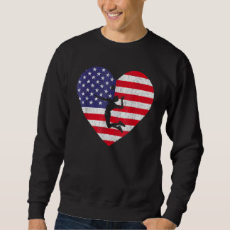 American Flag Heart Volleyball Player 4th Of July Sweatshirt
