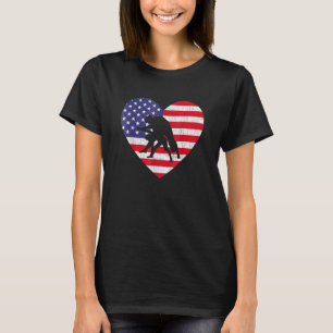 American Flag Heart Yoga Instructor 4th Of July Pa T-Shirt