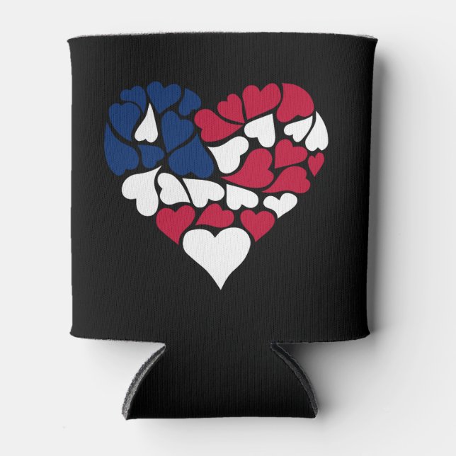 American Flag Hearts Can Cooler (Front)