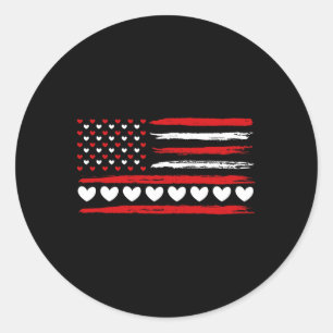 American Flag Hearts Love Patriotic Happy Valentin Classic Round Sticker