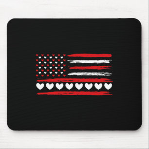 American Flag Hearts Love Patriotic Happy Valentin Mouse Mat