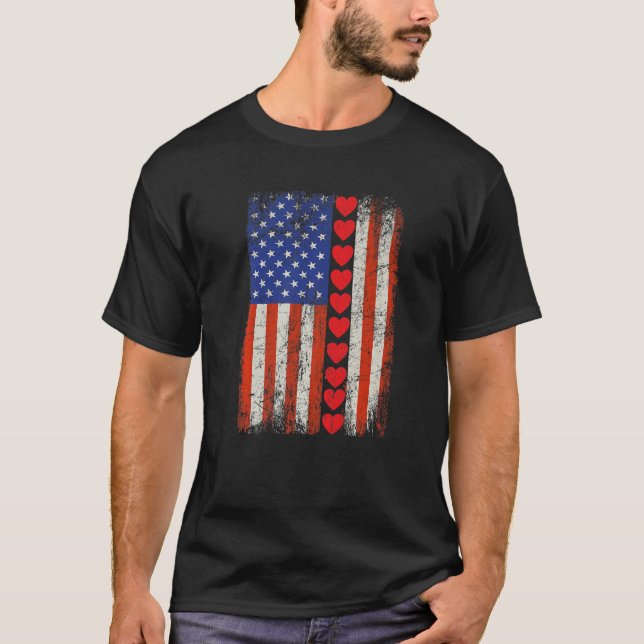 American Flag Hearts T-Shirt (Front)