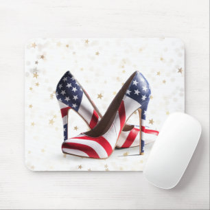 American Flag High Heel Shoes Mouse Mat