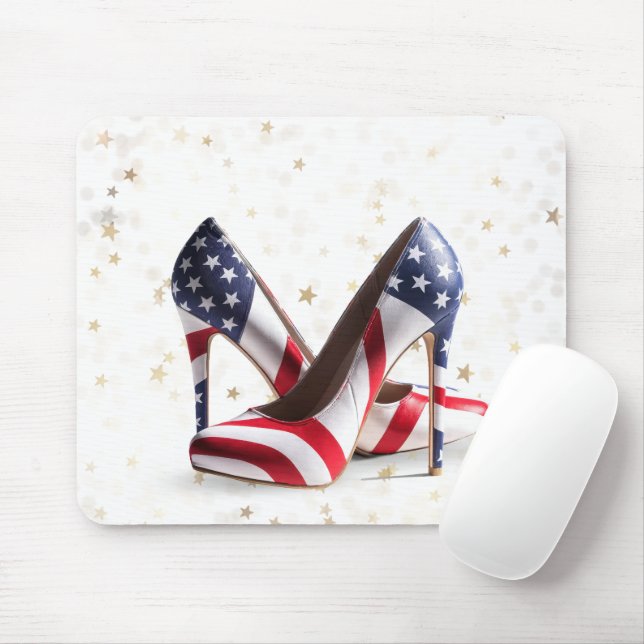 American Flag High Heel Shoes Mouse Mat (With Mouse)