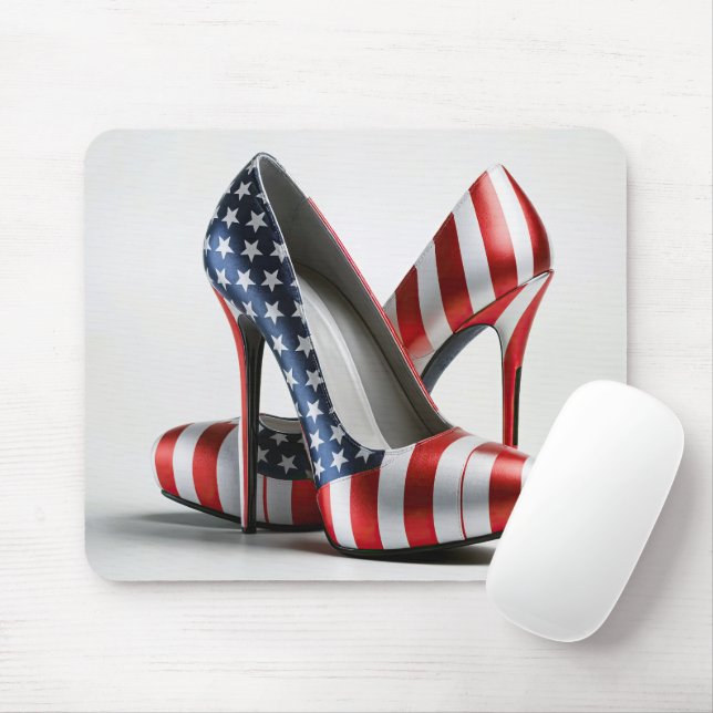 American Flag High Heels Mouse Mat (With Mouse)